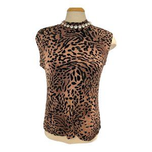 ARTEX COLLECTION Leopard Print Top Size Medium Very Stretchy Sleeveless